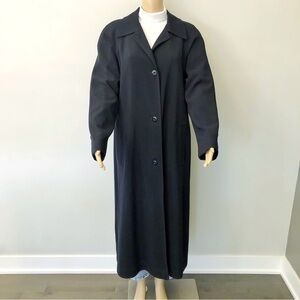 Vintage 90s Oversized Minimalist Navy Baggy  Long Jacket Trench Coat. Large